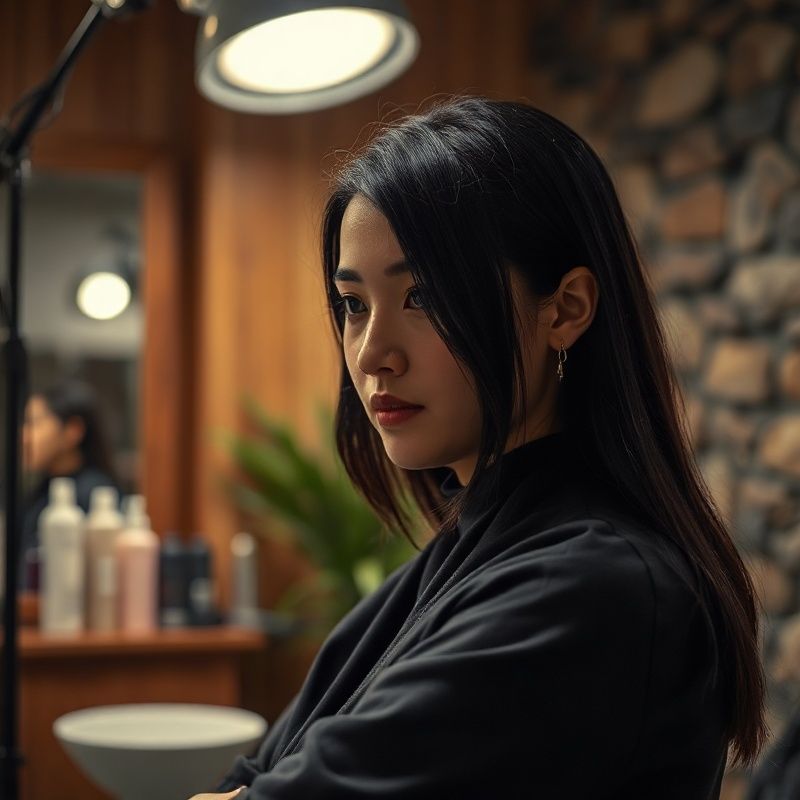 Stylist sectioning hair during a precision haircut